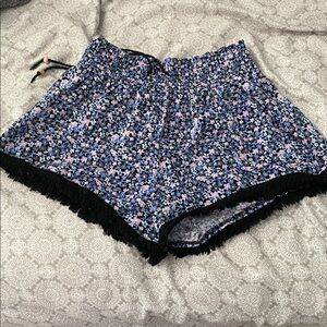 No Boundaries Floral Women's Shorts - Blue and Black
